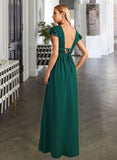 Lilliana A-Line V-neck Floor-Length Bridesmaid Dress With Split Front STIP0012874