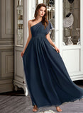 Jill A-Line One-Shoulder Floor-Length Bridesmaid Dress With Ruffle STIP0012875