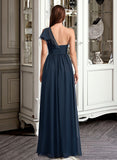 Jill A-Line One-Shoulder Floor-Length Bridesmaid Dress With Ruffle STIP0012875