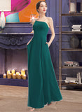 Lexie A-Line One-Shoulder Floor-Length Bridesmaid Dress With Split Front Pockets STIP0012876