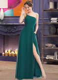 Lexie A-Line One-Shoulder Floor-Length Bridesmaid Dress With Split Front Pockets STIP0012876