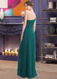 Lexie A-Line One-Shoulder Floor-Length Bridesmaid Dress With Split Front Pockets STIP0012876