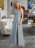 Kassidy A-Line One-Shoulder Floor-Length Bridesmaid Dress With Lace Sequins STIP0012878