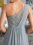 Kassidy A-Line One-Shoulder Floor-Length Bridesmaid Dress With Lace Sequins STIP0012878