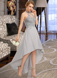 Aliza A-line Halter Asymmetrical Chiffon Lace Bridesmaid Dress STIP0012881