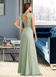 Liz A-Line V-neck Floor-Length Bridesmaid Dress With Split Front STIP0012883