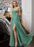 Gabriella A-LineSquareNecklineFloor-LengthChiffonBridesmaidDressWithSplitFrontPockets#251385 STIP0012885