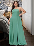 Gabriella A-LineSquareNecklineFloor-LengthChiffonBridesmaidDressWithSplitFrontPockets#251385 STIP0012885