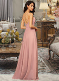 Amira A-LineV-neckFloor-LengthChiffonBridesmaidDressWithRuffleSplitFront#251384 STIP0012892