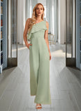 Karla Jumpsuit/Pantsuit One-Shoulder Floor-Length Bridesmaid Dress With Ruffle STIP0012897