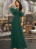 Prudence A-Line Scoop Neck Floor-Length Chiffon Bridesmaid Dress STIP0012899