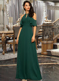 Prudence A-Line Scoop Neck Floor-Length Chiffon Bridesmaid Dress STIP0012899