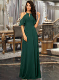 Prudence A-Line Scoop Neck Floor-Length Chiffon Bridesmaid Dress STIP0012899