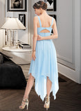 Brylee A-Line V-neck Asymmetrical Bridesmaid Dress With Ruffle STIP0012900