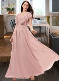 Karina A-Line V-neck Floor-Length Chiffon Bridesmaid Dress With Split Front STIP0012903