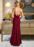 Makenna Trumpet/Mermaid Square Neckline Floor-Length Bridesmaid Dress With Ruffle Split Front STIP0012906