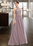 Esperanza A-Line Halter Floor-Length Bridesmaid Dress With Split Front STIP0012907