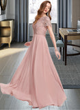 Nyasia A-Line Scoop Neck Floor-Length Chiffon Bridesmaid Dress With Sequins STIP0012908