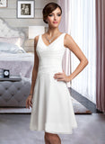 Deja Chiffon Knee-length Bridesmaid Dress with V-Neck STIP0012911