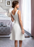 Deja Chiffon Knee-length Bridesmaid Dress with V-Neck STIP0012911