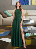 Yesenia A-Line High Neck Floor-Length Bridesmaid Dress With Split Front STIP0012913