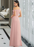 Jazmyn A-Line One-Shoulder Floor-Length Bridesmaid Dress With Bow(s) STIP0012914