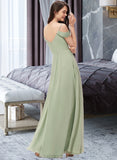 Norah A-Line V-neck Floor-Length Chiffon Bridesmaid Dress With Split Front STIP0012915