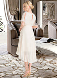 Elizabeth A-Line Scoop Neck Asymmetrical Chiffon Bridesmaid Dress With Pleated STIP0012917