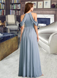 April A-Line High Neck Floor-Length Bridesmaid Dress STIP0012919