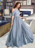 April A-Line High Neck Floor-Length Bridesmaid Dress STIP0012919