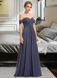 Mckinley A-line Off the Shoulder Floor-Length Chiffon Bridesmaid Dress With Ruffle STIP0012924