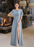 Juliet A-Line Floor-Length Bridesmaid Dress With Ruffle Split Front STIP0012925