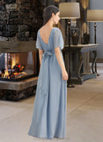 Juliet A-Line Floor-Length Bridesmaid Dress With Ruffle Split Front STIP0012925