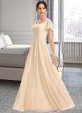 Angie A-Line Square Neckline Floor-Length Bridesmaid Dress With Cascading Ruffles STIP0012928