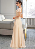 Angie A-Line Square Neckline Floor-Length Bridesmaid Dress With Cascading Ruffles STIP0012928