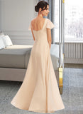 Angie A-Line Square Neckline Floor-Length Bridesmaid Dress With Cascading Ruffles STIP0012928