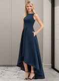 Sally A-Line Scoop Neck Asymmetrical Satin Bridesmaid Dress With Pockets STIP0012932