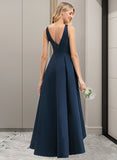 Sally A-Line Scoop Neck Asymmetrical Satin Bridesmaid Dress With Pockets STIP0012932