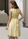 Helga Chiffon V-neck Knee-length A-Line Bridesmaid Dress STIP0012934