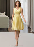 Helga Chiffon V-neck Knee-length A-Line Bridesmaid Dress STIP0012934