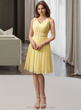 Helga Chiffon V-neck Knee-length A-Line Bridesmaid Dress STIP0012934