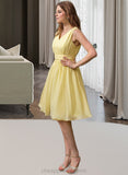 Helga Chiffon V-neck Knee-length A-Line Bridesmaid Dress STIP0012934