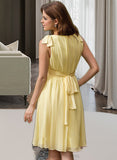 Helga Chiffon V-neck Knee-length A-Line Bridesmaid Dress STIP0012934