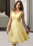 Helga Chiffon V-neck Knee-length A-Line Bridesmaid Dress STIP0012934