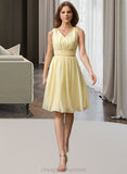 Helga Chiffon V-neck Knee-length A-Line Bridesmaid Dress STIP0012934