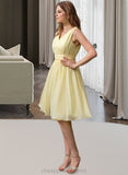 Helga Chiffon V-neck Knee-length A-Line Bridesmaid Dress STIP0012934