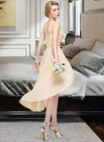 Kyleigh A-Line One-Shoulder Asymmetrical Chiffon Bridesmaid Dress With Ruffle Bow(s) Cascading Ruffles STIP0012937