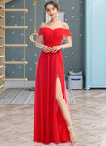 Jacquelyn A-Line Off-the-Shoulder Floor-Length Bridesmaid Dress With Ruffle Split Front STIP0012938