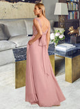 Phyllis A-Line V-neck Floor-Length Bridesmaid Dress With Split Front Pockets STIP0012943