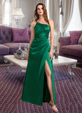 Nora A-Line One-Shoulder Floor-Length Bridesmaid Dress With Split Front STIP0012951